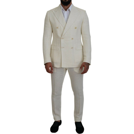 Elegant Off White Silk-Blend Suit