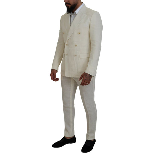 Elegant Off White Silk-Blend Suit