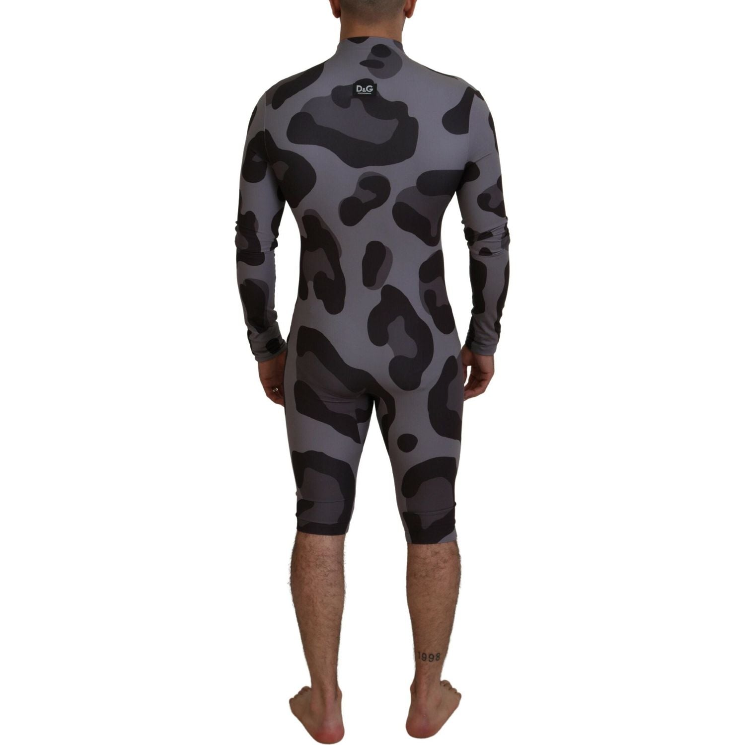 Dolce & Gabbana Gray Patterned Polyester Wetsuit Swimwear