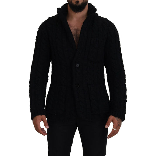 Elegant Black Wool-Cashmere Blend Cardigan