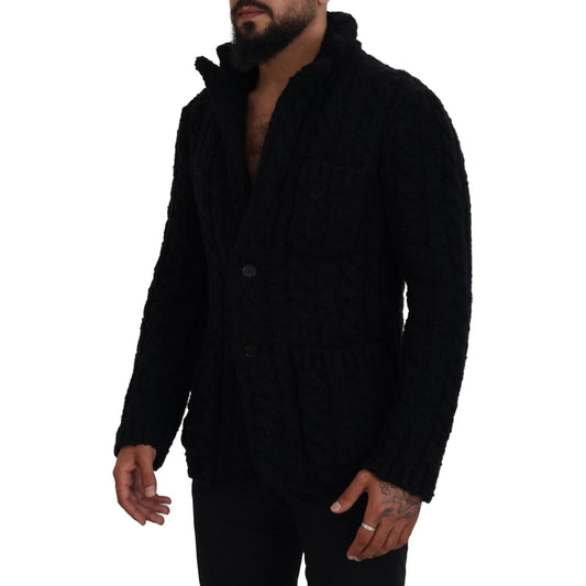 Elegant Black Wool-Cashmere Blend Cardigan