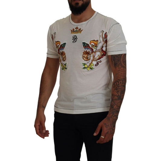 Elegant White Cotton-Silk Blend Tee Dolce & Gabbana