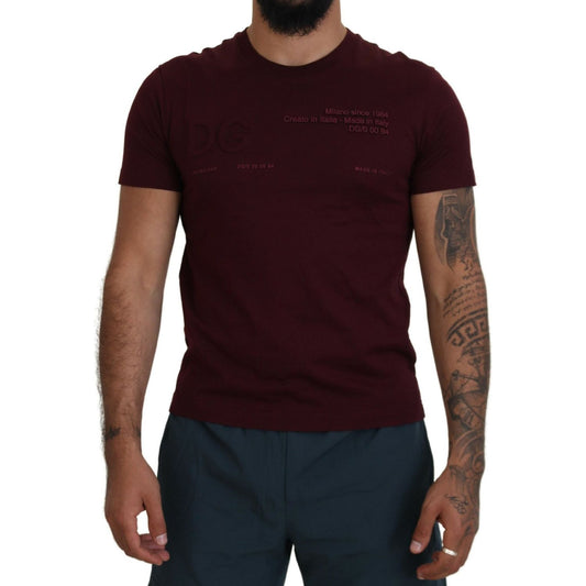 Elegant Maroon Crew Neck Casual Tee Dolce & Gabbana