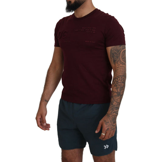 Elegant Maroon Crew Neck Casual Tee Dolce & Gabbana