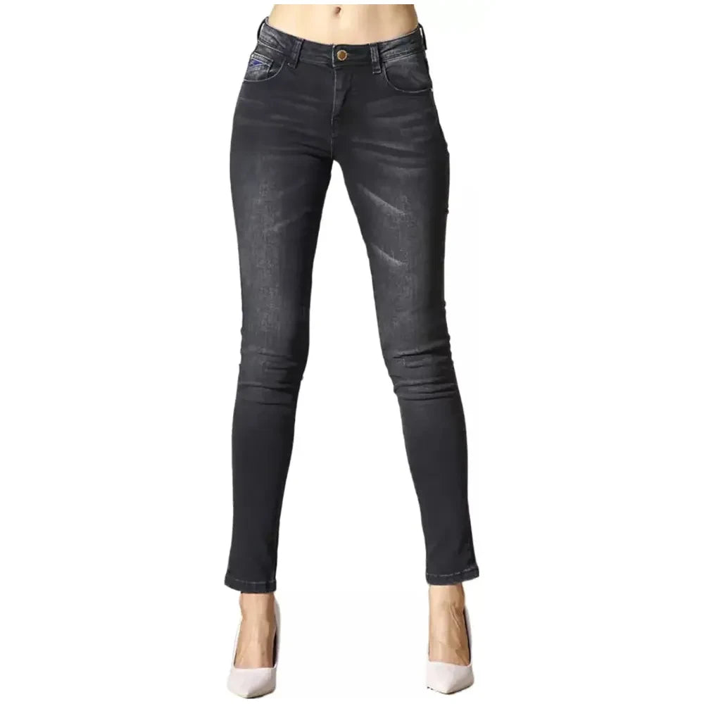 Chic Black Medium Waist Skinny Jeans