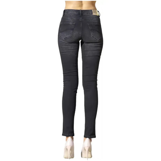 Chic Black Medium Waist Skinny Jeans