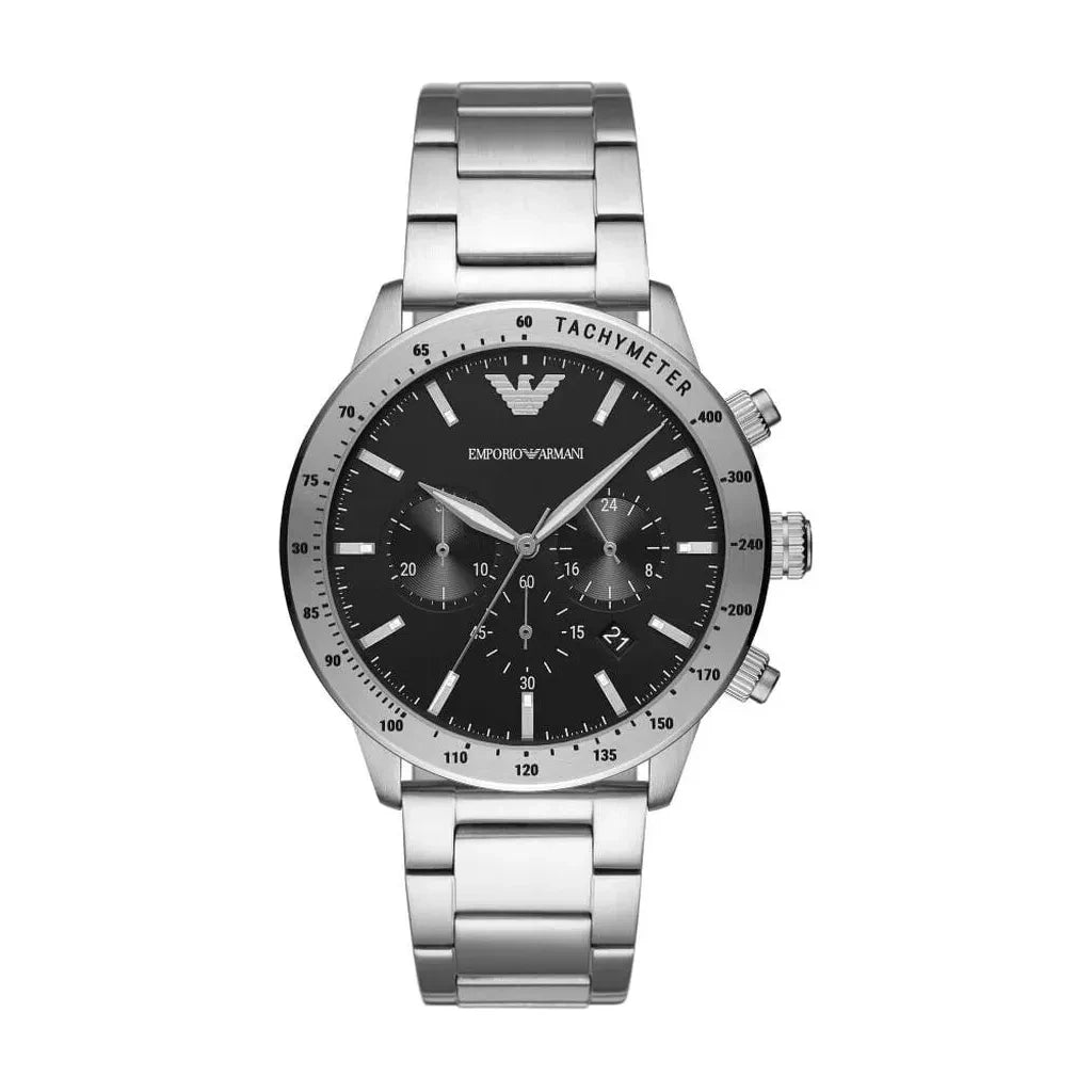 Sleek Silver Steel Chronograph Watch