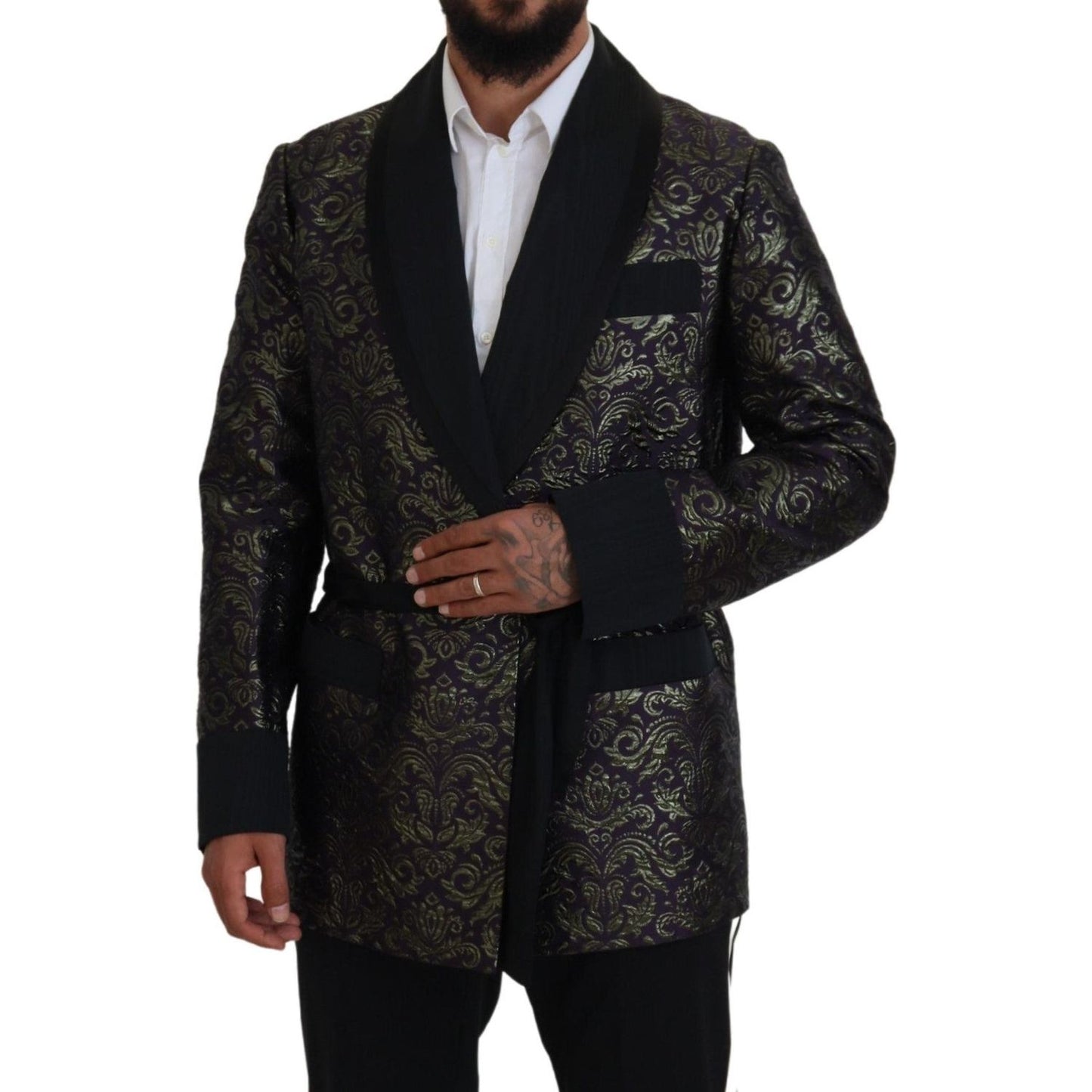 Dolce & Gabbana Gold Purple Baroque Jacket Blazer Robe
