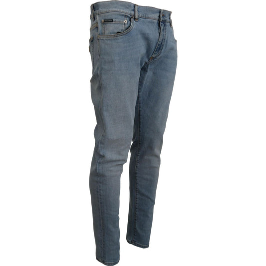 Elegant Slim Fit Light Blue Denim Pants