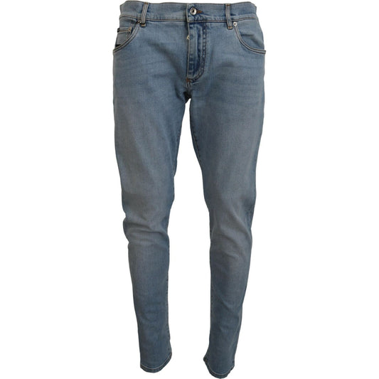 Elegant Slim Fit Light Blue Denim Pants