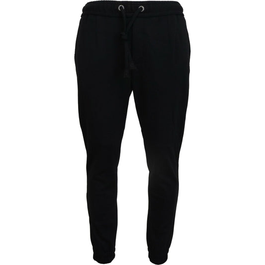 Sleek Black Wool-Blend Sweatpants