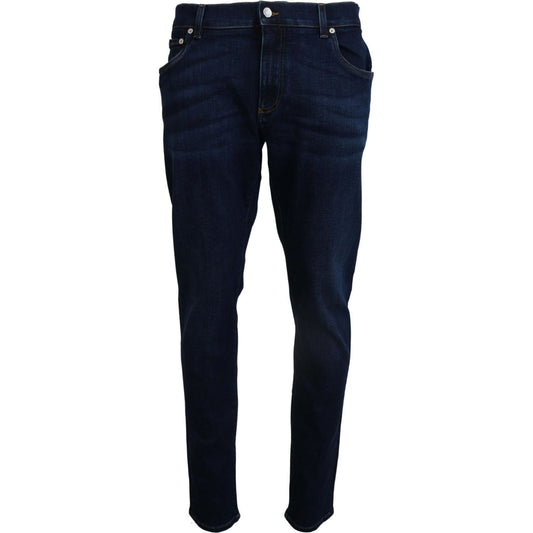 Elegant Slim Fit Dark Blue Denim Jeans