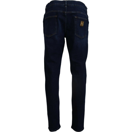 Elegant Slim Fit Dark Blue Denim Jeans