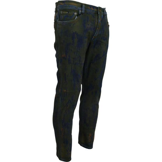 Chic Slim-Fit Denim Jeans in Green Wash