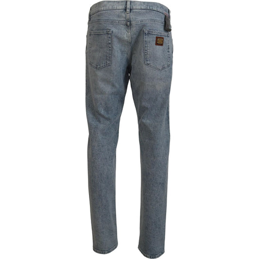 Elegant Slim-Fit Light Blue Denim Pants