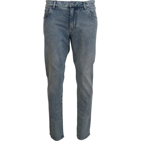 Elegant Slim-Fit Light Blue Denim Pants