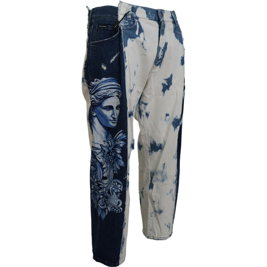 Elegant Loose Fit Denim Pants with Unique Print