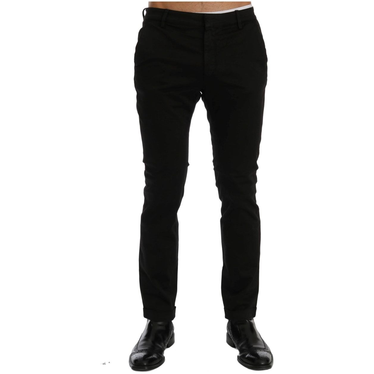 Chic Black Slim Fit Cotton Stretch Pants