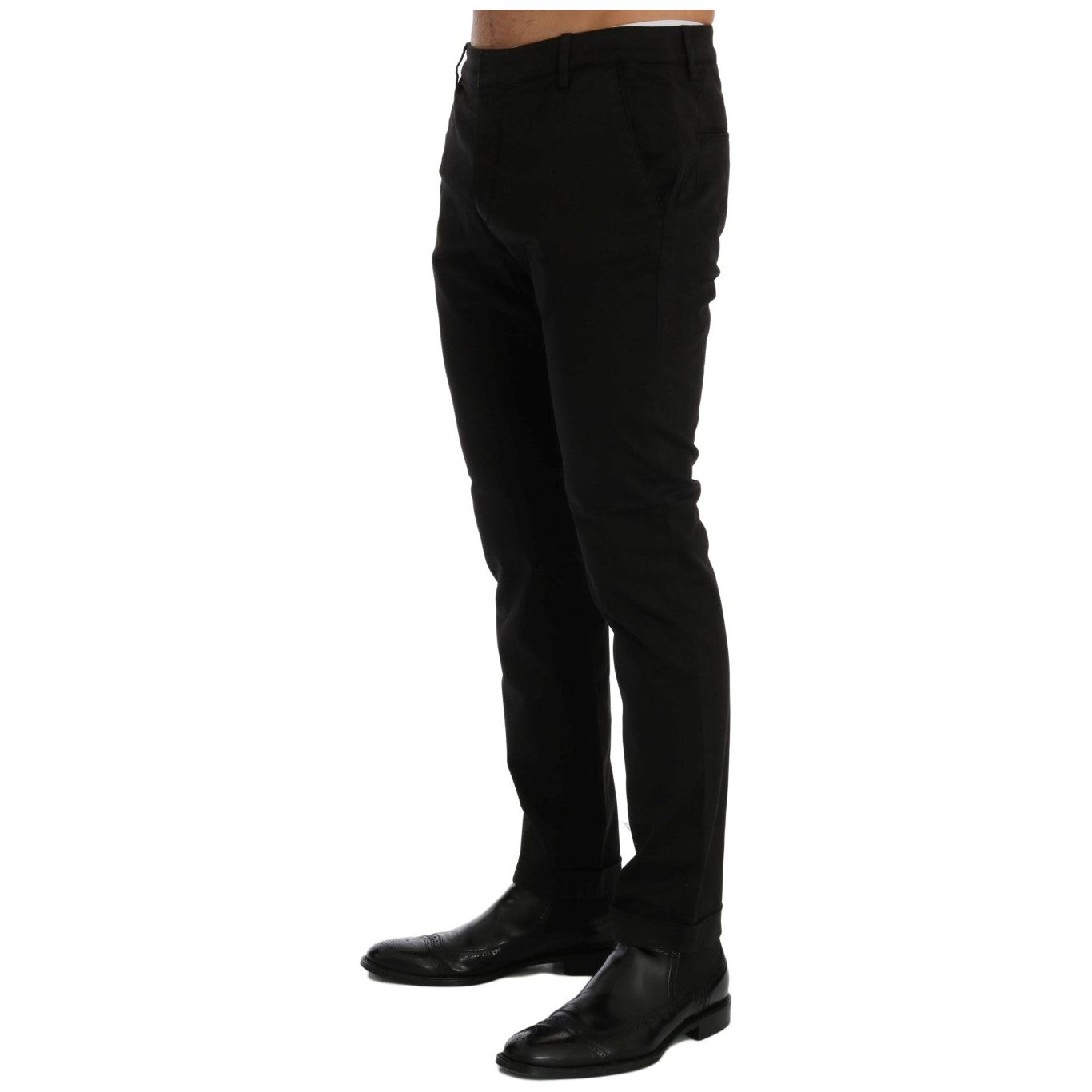 Chic Black Slim Fit Cotton Stretch Pants