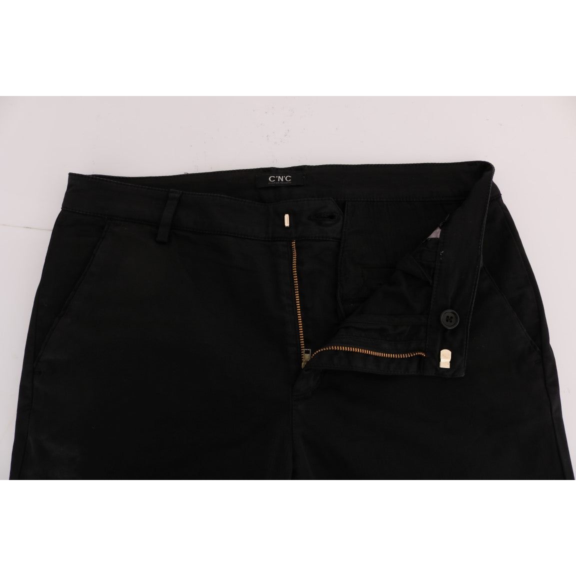 Chic Black Slim Fit Cotton Stretch Pants