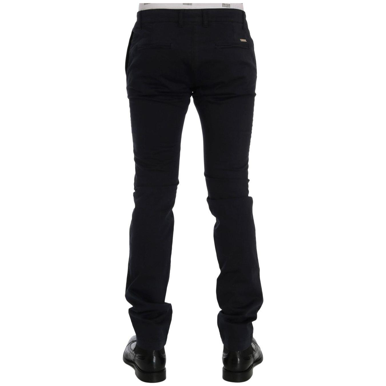 GF Ferre Blue Cotton Stretch Chinos Pants