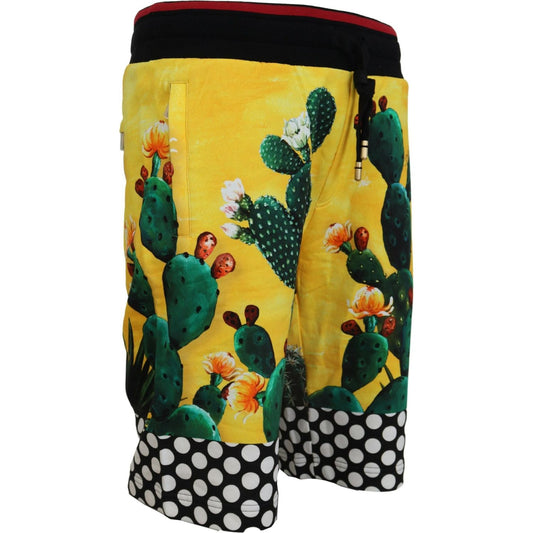 Multicolor Cactus Print Sweat Shorts Dolce & Gabbana