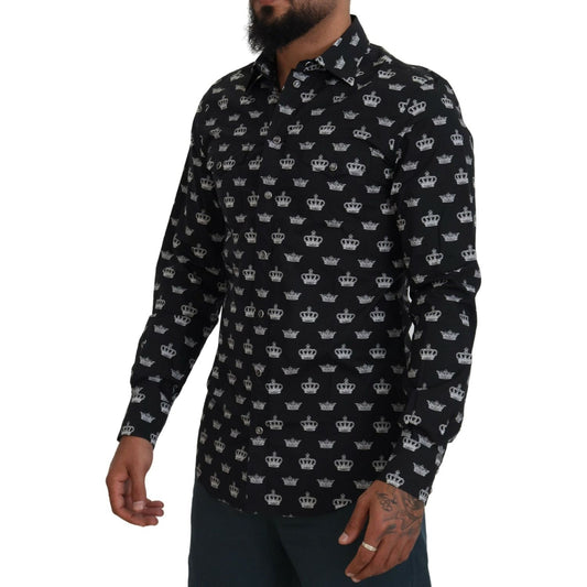 Elegant Slim Fit Crown Print Formal Shirt