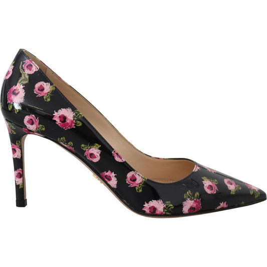 Elegant Floral Print Leather Pumps