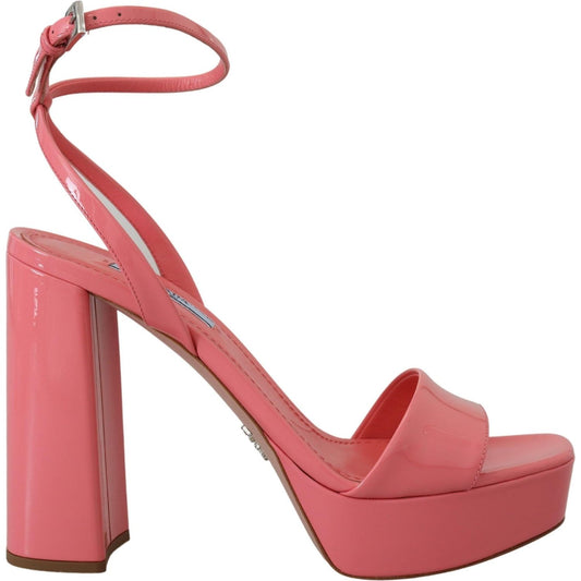 Prada Chic Pink Patent Leather Platform Sandals Prada