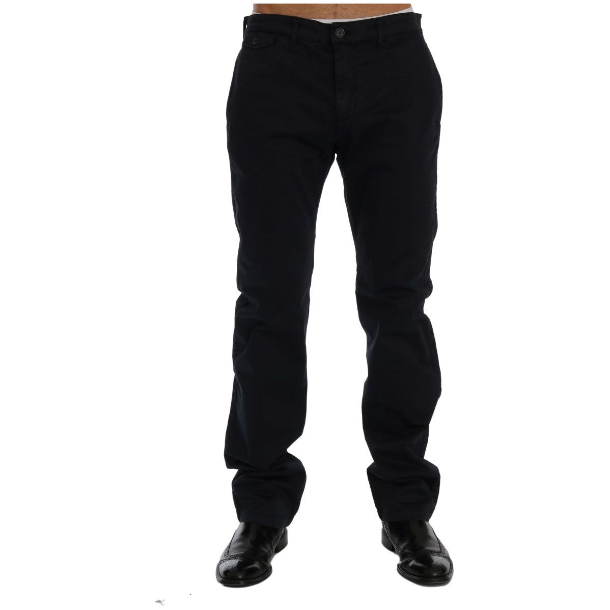 Sleek Blue Cotton Stretch Pants for Men