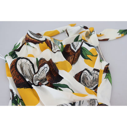 Dolce & Gabbana White Coconut Print Sheath Mini Silk Dress