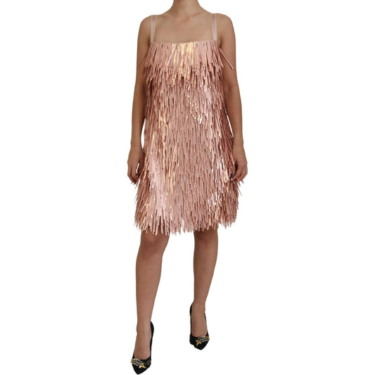 Elegant Pink A-Line Tinsel Dress