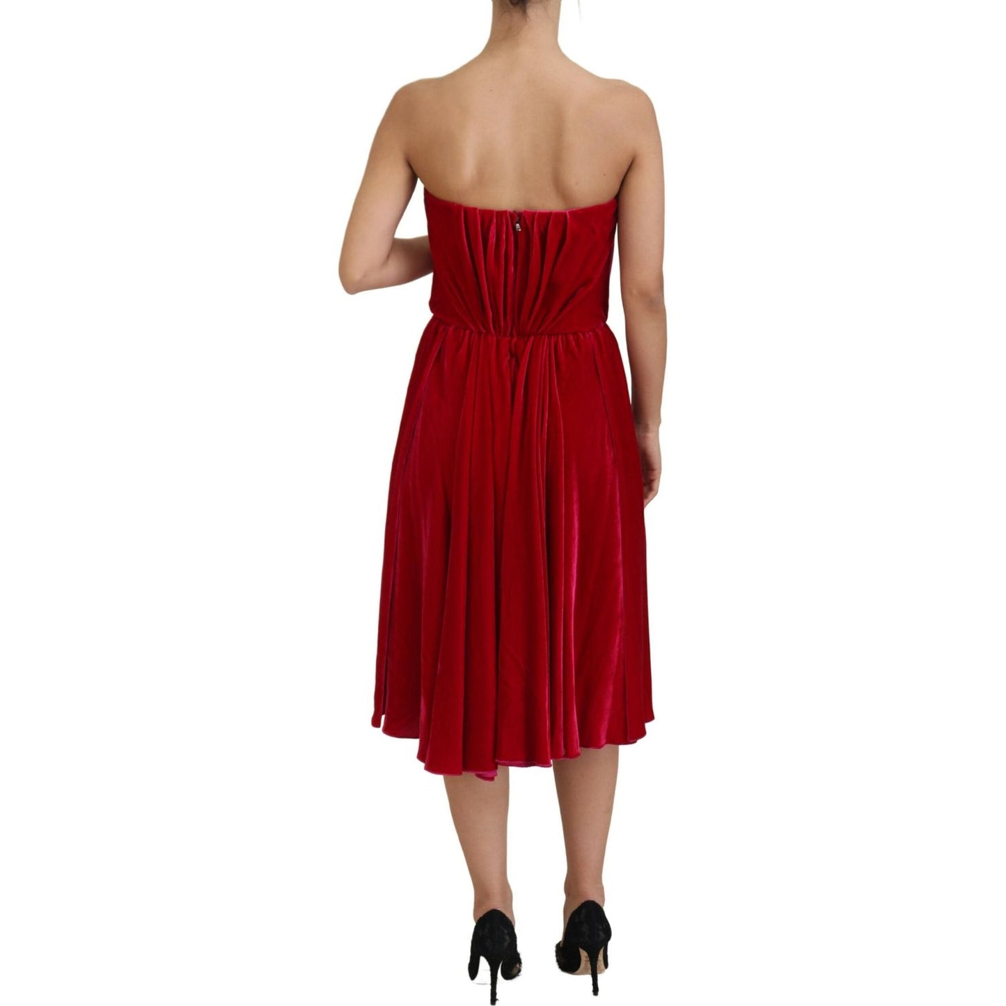 Dolce & Gabbana Pink Viscose Stretch Strapless A-line Dress