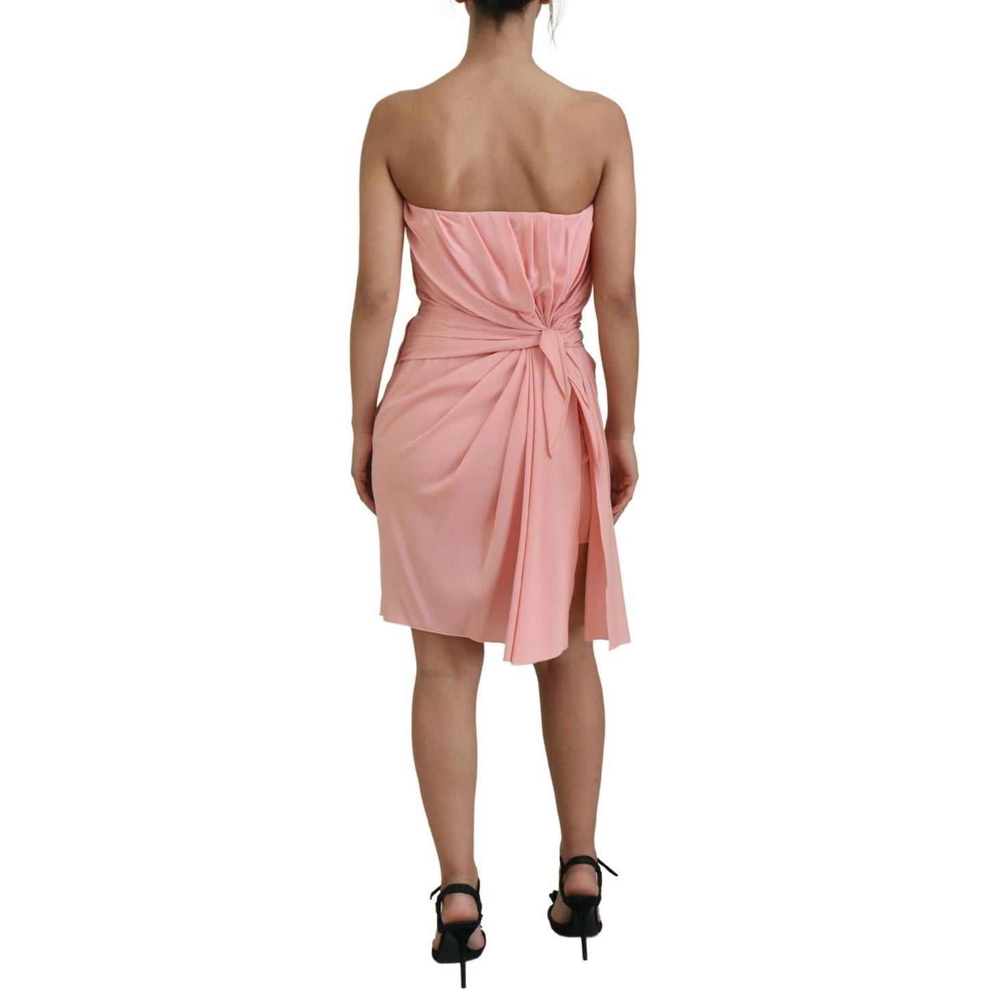 Elegant Pink Strapless Midi Silhouette