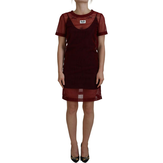 Maroon Mini Shift Dress - Italian Elegance