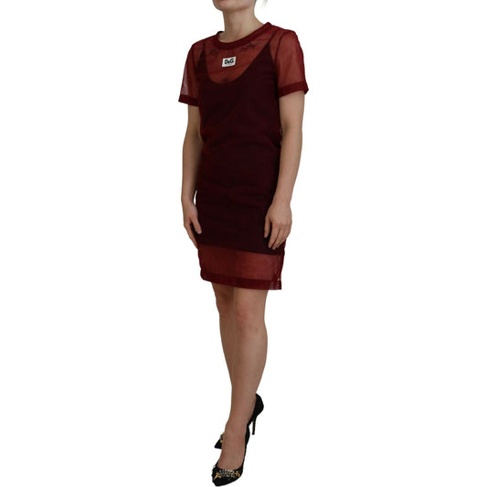 Maroon Mini Shift Dress - Italian Elegance