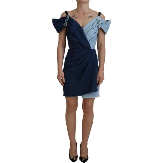 Chic Two Tone Denim Sheath Dress