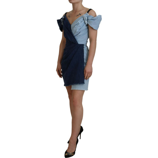 Chic Two Tone Denim Sheath Dress Dolce & Gabbana