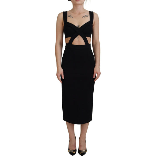 Elegant Black Midi Sheath Dress