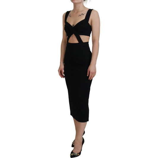 Elegant Black Midi Sheath Dress