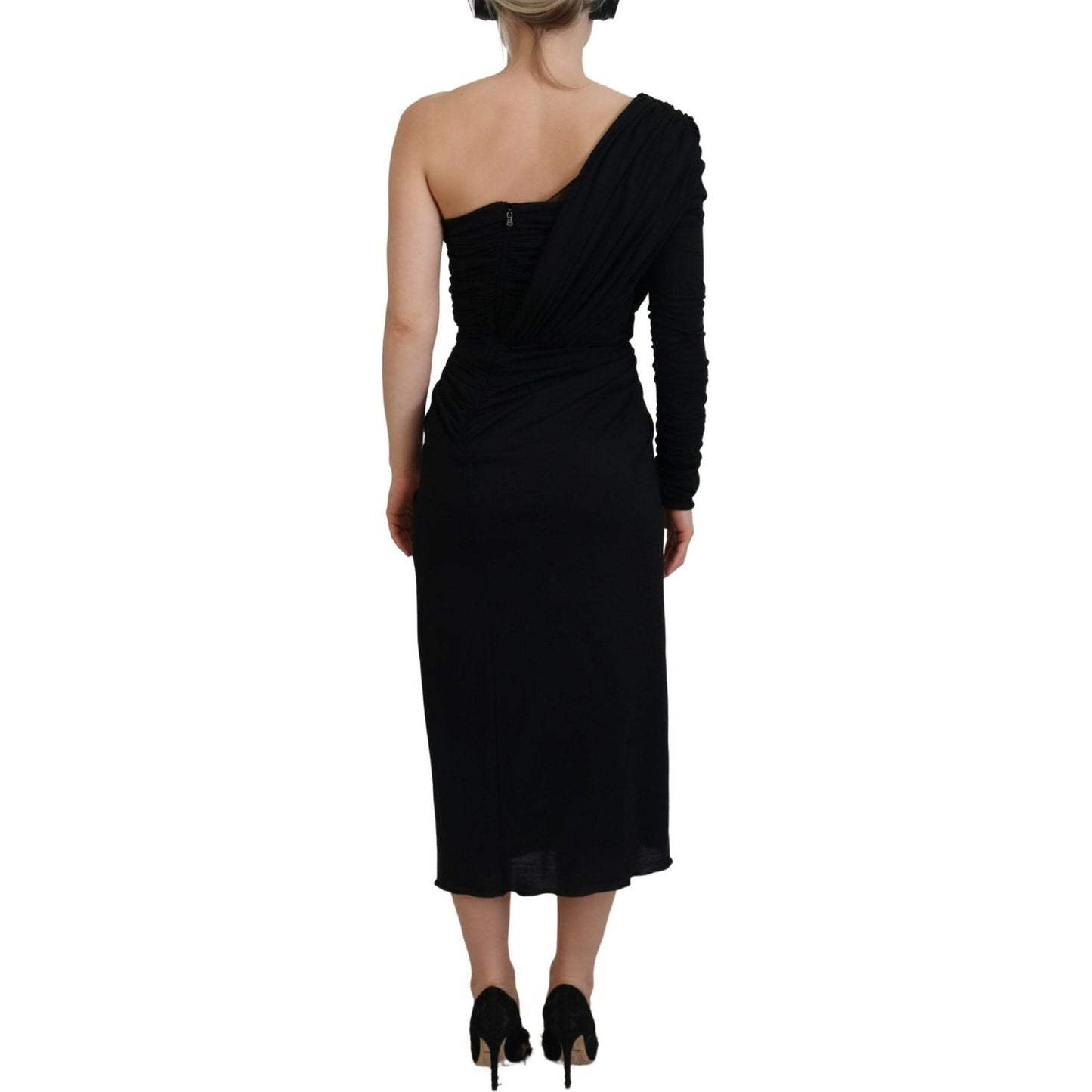 Elegant One-Shoulder Sheath Midi Dress