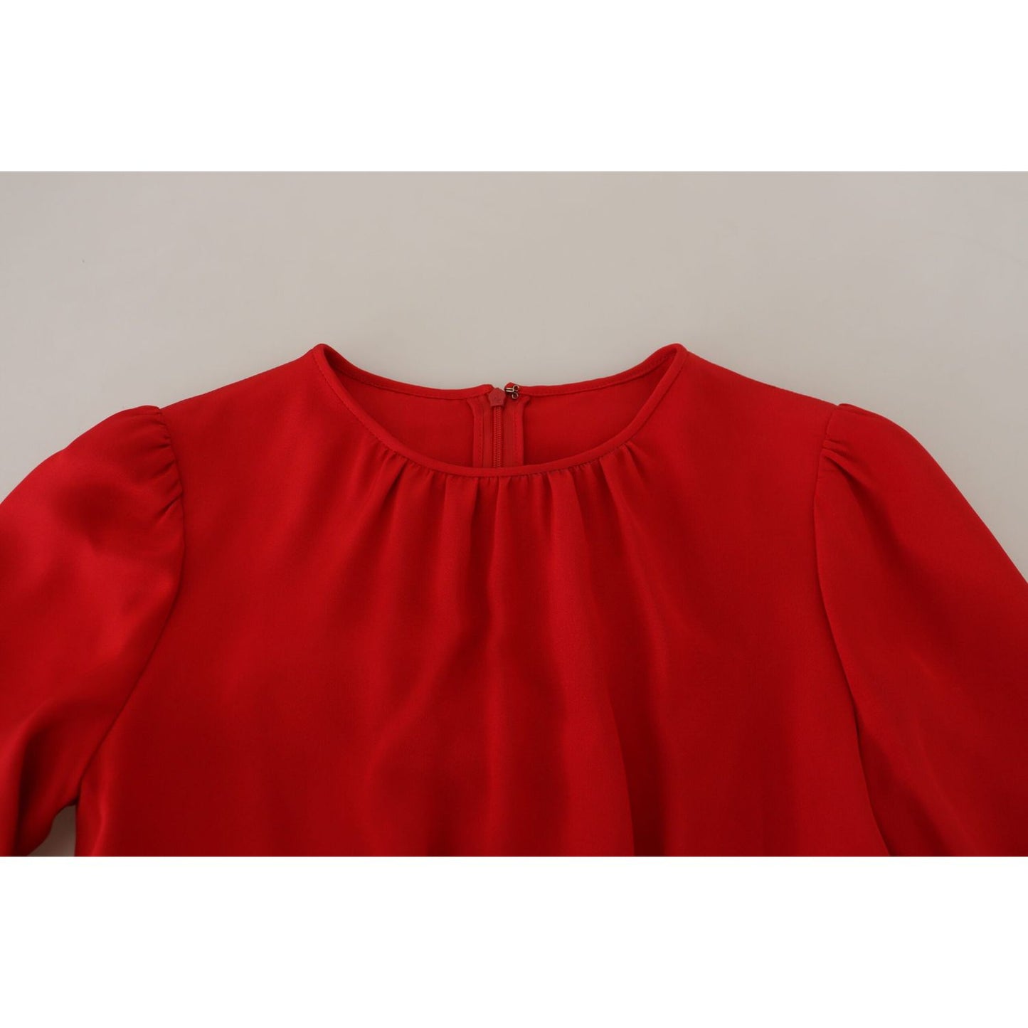 Dolce & Gabbana Elegant Red Silk A-Line Knee Length Dress Dolce & Gabbana