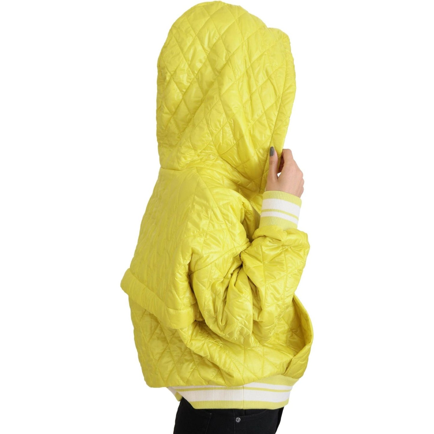 Elegant Yellow Hooded Jacket