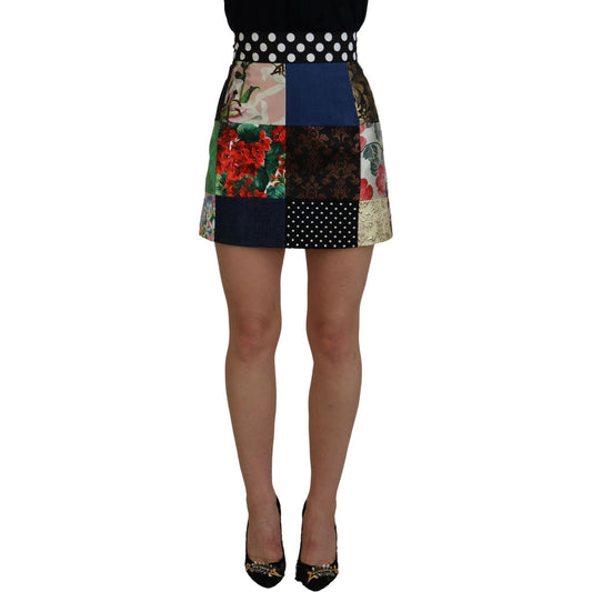 Chic Multicolor Patchwork Mini Skirt