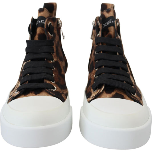 Exquisite Leopard Print Mid-Top Sneakers