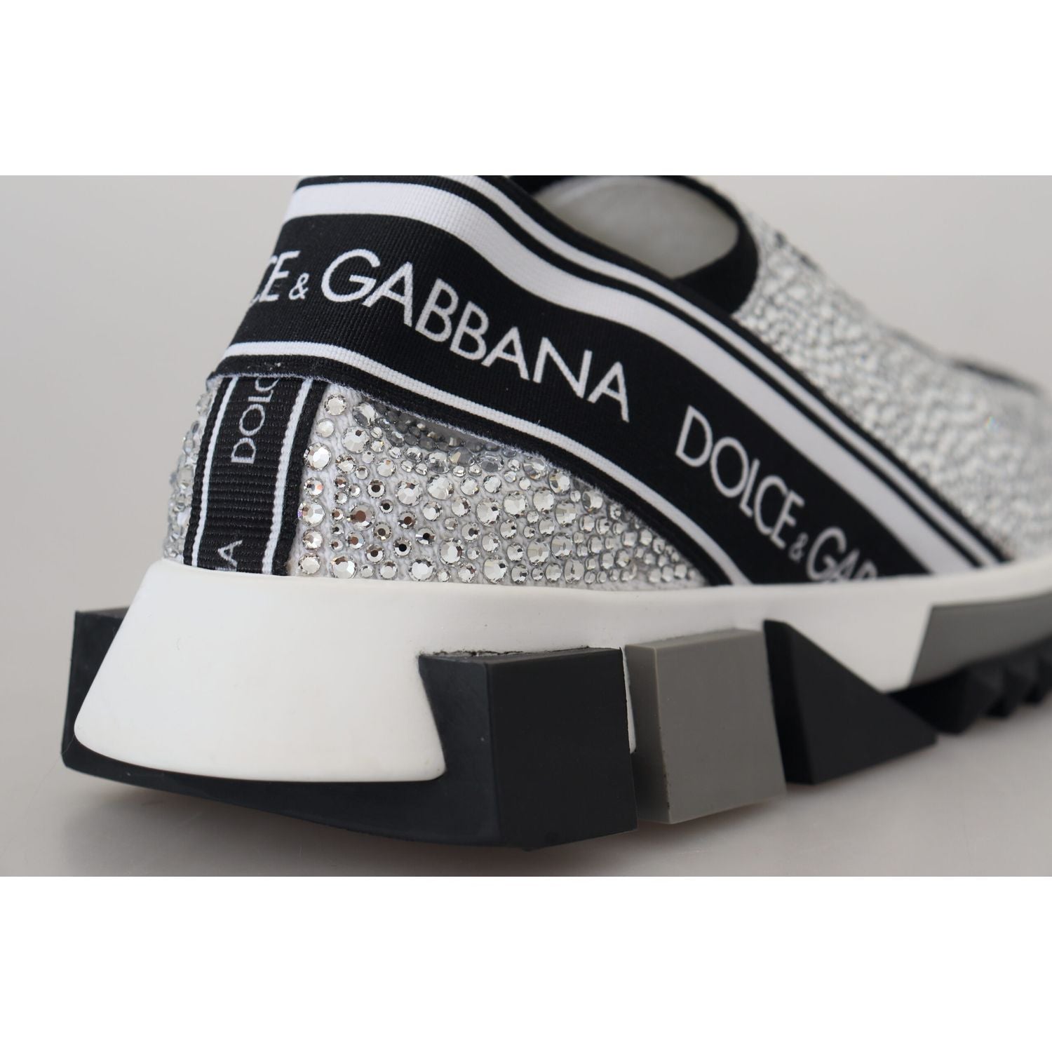 Dolce & Gabbana Silver Rhinestones Sorrento Sneakers Shoes