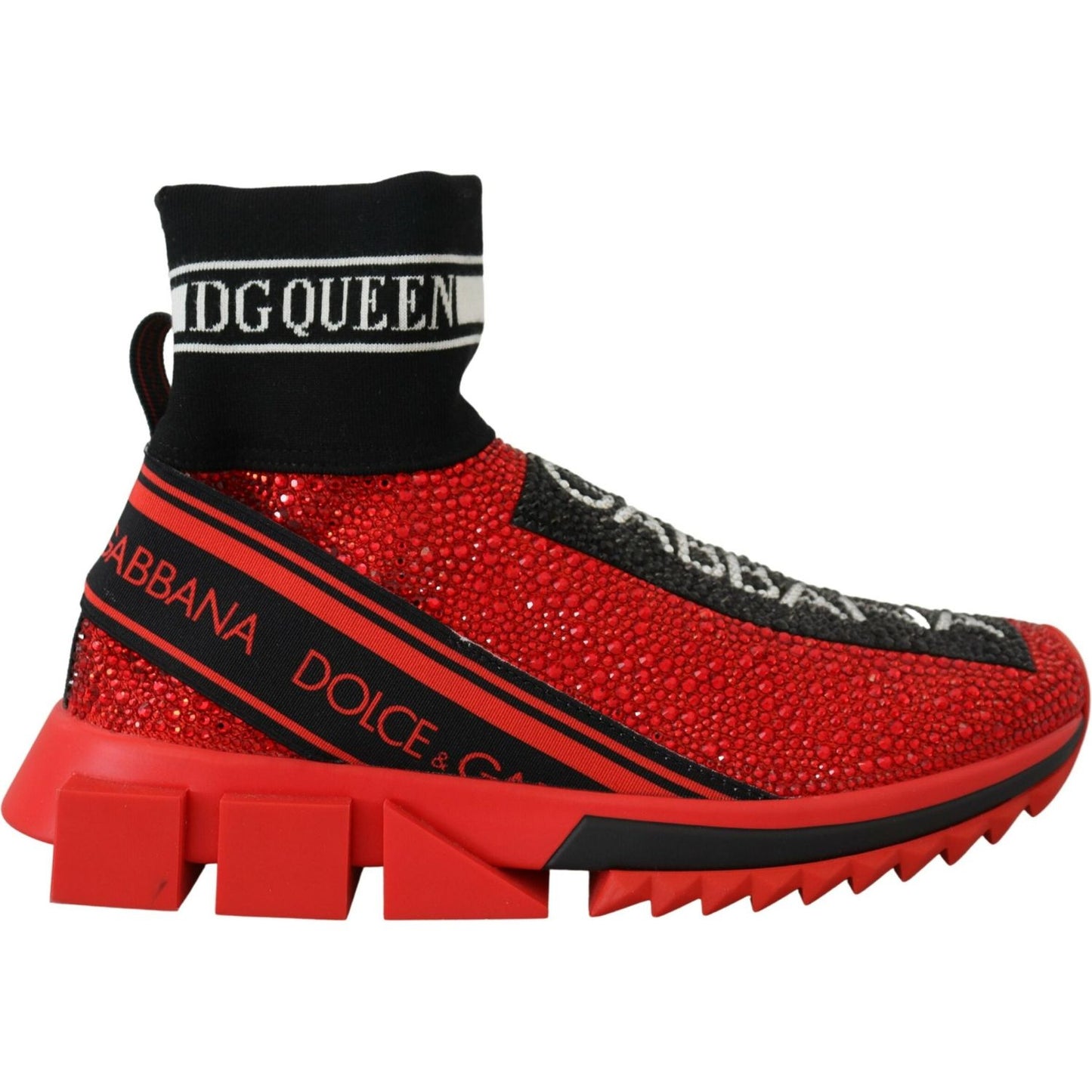 Dolce & Gabbana Red Bling Sorrento Sneakers Socks Shoes