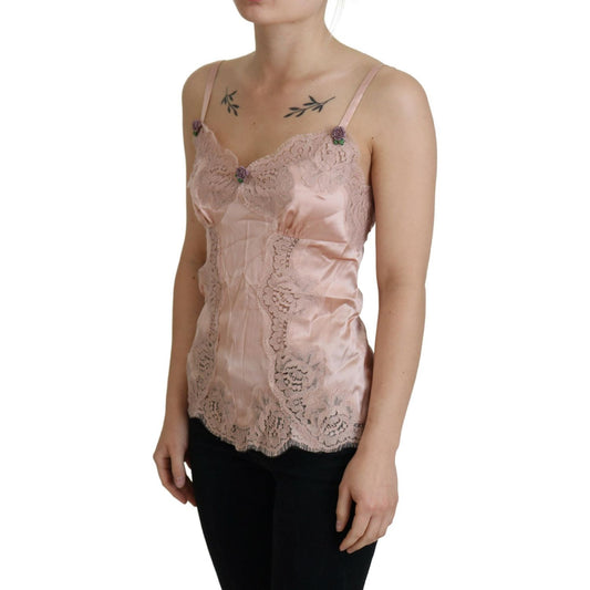 Elegant Pink Silk Lingerie Top