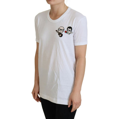 Dolce & Gabbana White #dgfamily Crewneck Cotton T-shirt