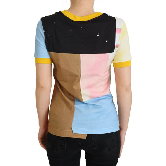 Patchwork Print Cotton Crewneck Tee